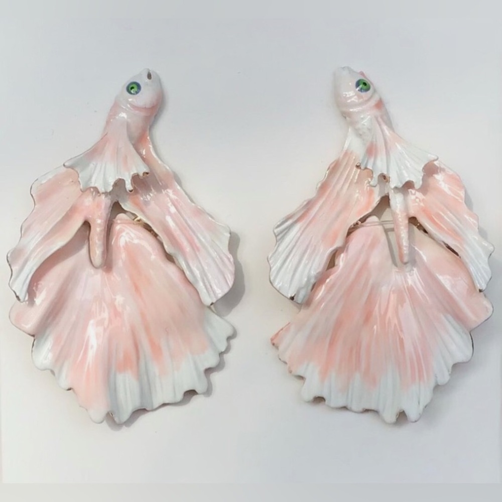 Zara Pink and White Fish Earrings